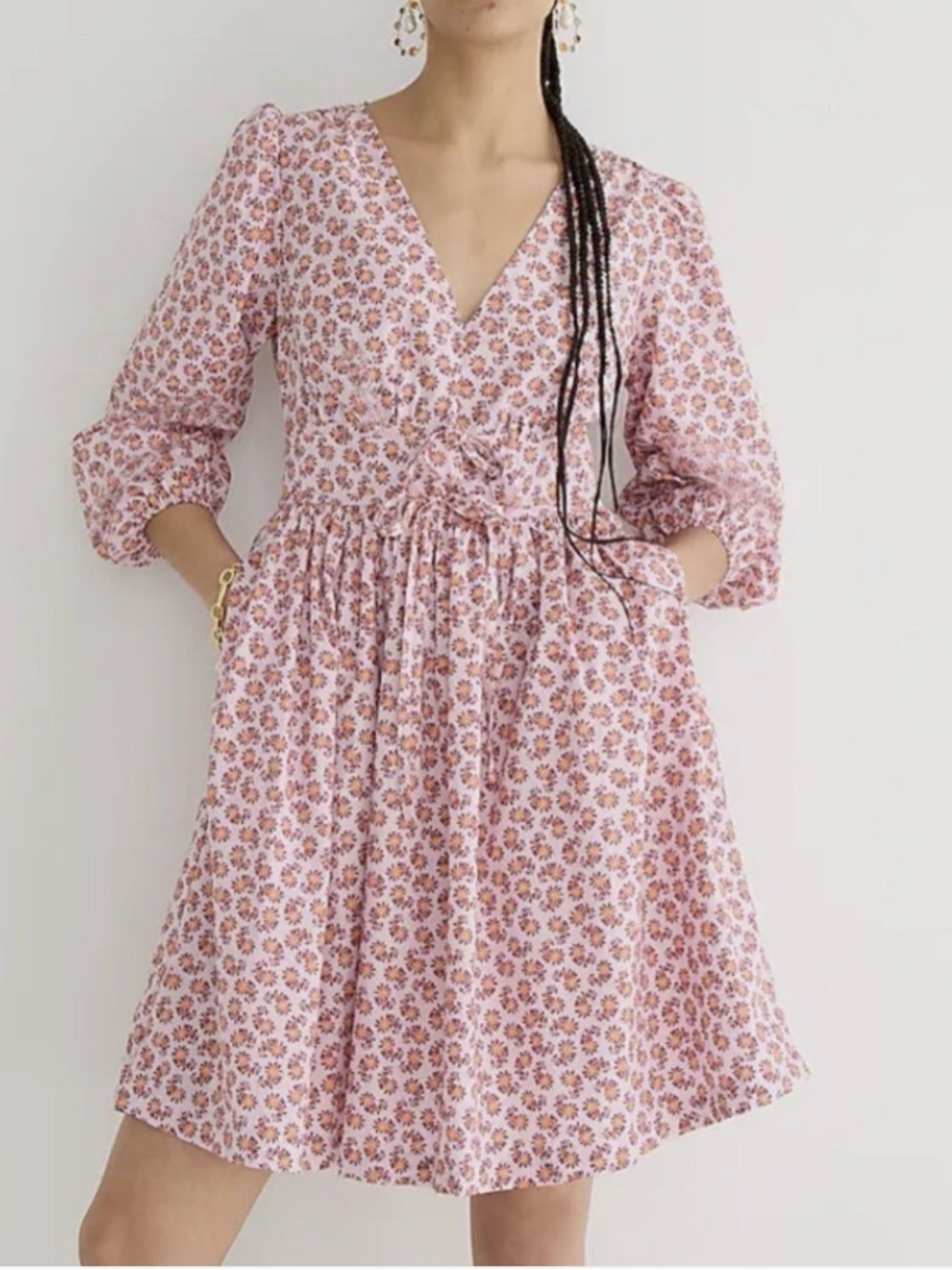 J. Crew V-neck Cotton Poplin Mini Dress in Peony Paisley 6